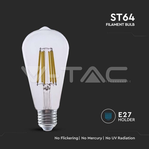 LED Bulb 4W Filament E27 ST64 Clear Cover 3000K - 2