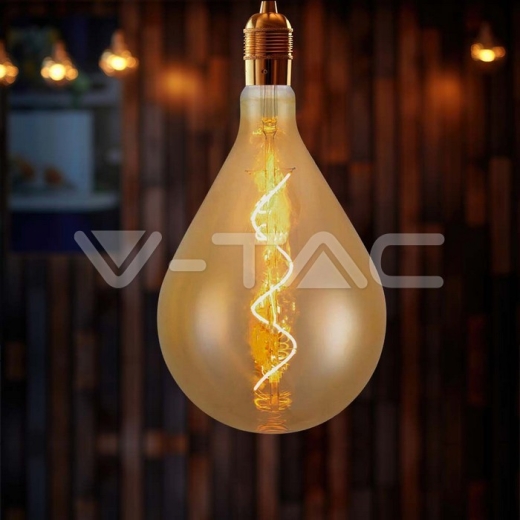 LED Bulb 4W Filament Spiral A160 2700K Amber Glass - 4