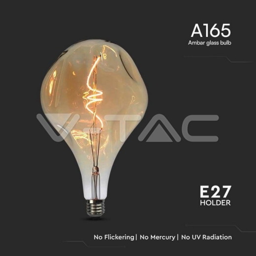 LED Bulb 4W Filament Spiral A165S 2700K Amber Glass - 2
