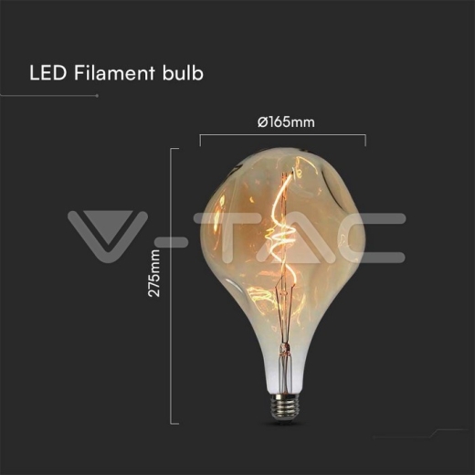 LED Bulb 4W Filament Spiral A165S 2700K Amber Glass - 3
