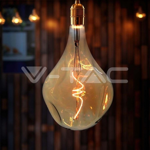 LED Bulb 4W Filament Spiral A165S 2700K Amber Glass - 4