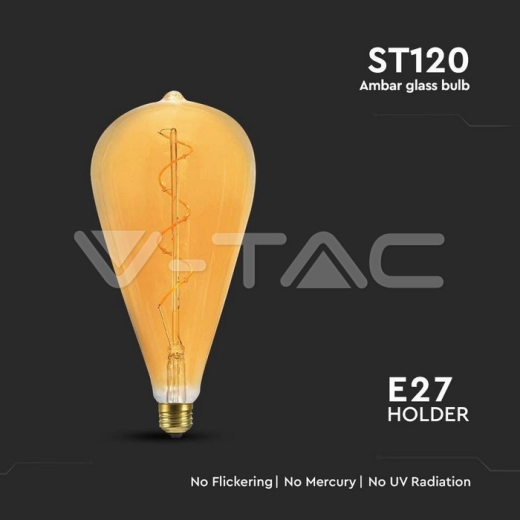 LED Bulb 4W Filament Spiral ST120 2700K Amber Glass - 2