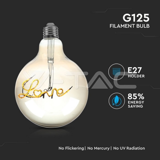 LED Bulb 5W E27 Filament G125 Smoky Glass 2200K - 2
