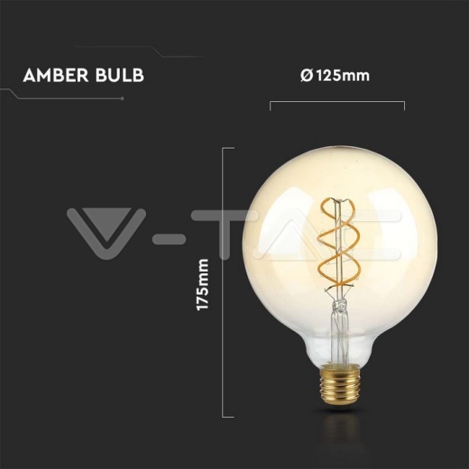Bombilla LED 5W Filamento E27 G125 Ámbar 1800K Dimmable - 4