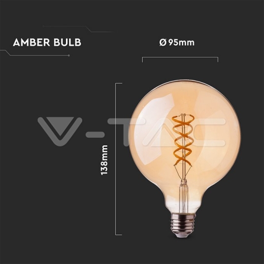 Bombilla LED 5W Filament E27 G95 Ámbar 1800K - 4