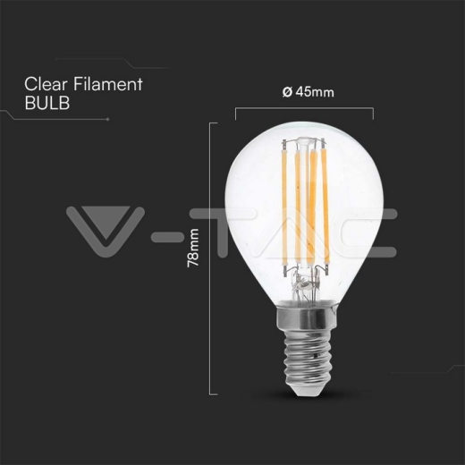 Bombilla LED 6W Filamen E14 P45 Tapa Transparente 6500K - 4