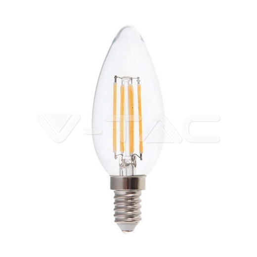LED Bulb 6W Filament E14 Clear Cover Candle 3000K - 1