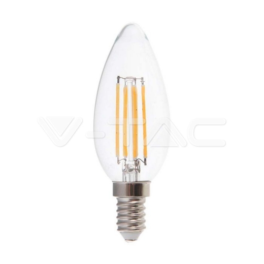 LED Bulb 6W Filament E14 Clear Cover Candle 6000K 130lm/W - 1