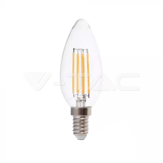 LED Bulb 6W Filament E14 Clear Cover Candle 4000K 130 lm/W - 1