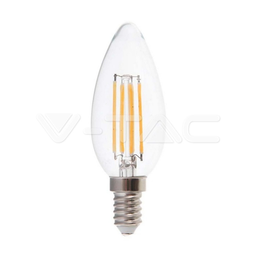 Bombilla LED 6W Filamento E14 Vela Transparente 4000K - 1