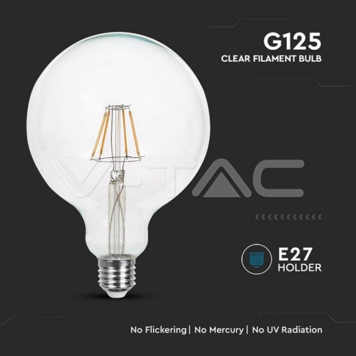 LED Bulb 6W Filament E27 G125 Clear Cover 3000K - 2
