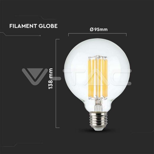 LED Bulb 6W Filament E27 G95 Clear Cover - 4