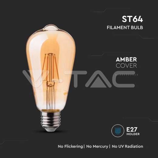 LED Bulb 6W Filament E27 ST64 Amber Cover 2200K - 2