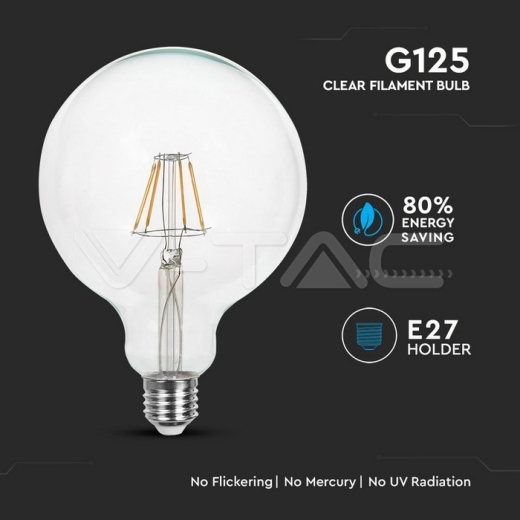 LED Bulb 6W Filament E27 G125 Clear Cover 6400K - 2