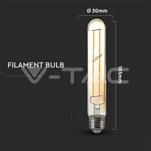 Bombilla LED 6W T30 E27 Filamento Ámber 2200K - 4