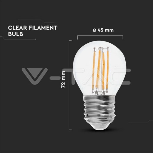 LED Bulb 6W Filament E27 G45 Clear Cover 6400K - 4