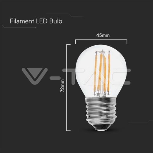 LED Bulb 6W Filament E27 G45 Clear Cover 6500K - 4