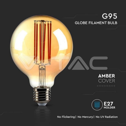 LED Bulb 7W Filament E27 G95 Amber Cover 2200K - 2
