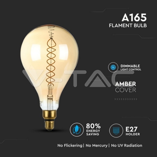 LED Bulb 8W Filament E27 A165 Dimmable 2000K - 3