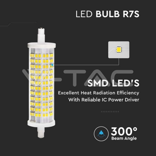LED Bulb Plastic 16W R7S 118mm 6500K - 2