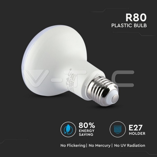 LED Bulb SAMSUNG Chip 10W E27 R80 Plastic White - 4