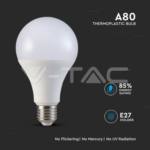 LED Bulb SAMSUNG Chip 18W E27 A80 Plastic 3000K - 3