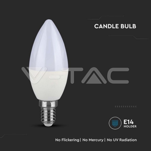 LED Bulb SAMSUNG Chip 5.5W E14 C37 Plastic Dimmable Candle 3000K - 4
