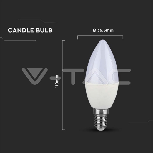 LED Bulb SAMSUNG Chip 5.5W E14 C37 Plastic Dimmable Candle 3000K - 6