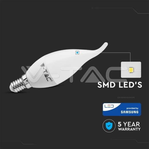 LED Bulb SAMSUNG Chip 5.5W E14 Plastic Candle Flame 4000K - 2