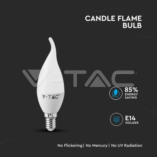 LED Bulb SAMSUNG Chip 5.5W E14 Plastic Candle Flame 4000K - 3