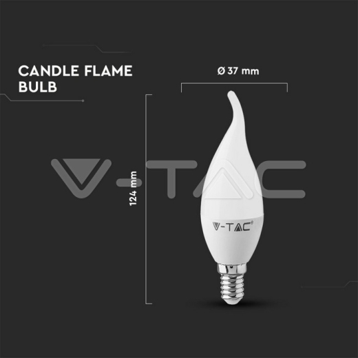 LED Bulb SAMSUNG Chip 5.5W E14 Plastic Candle Flame 4000K - 5