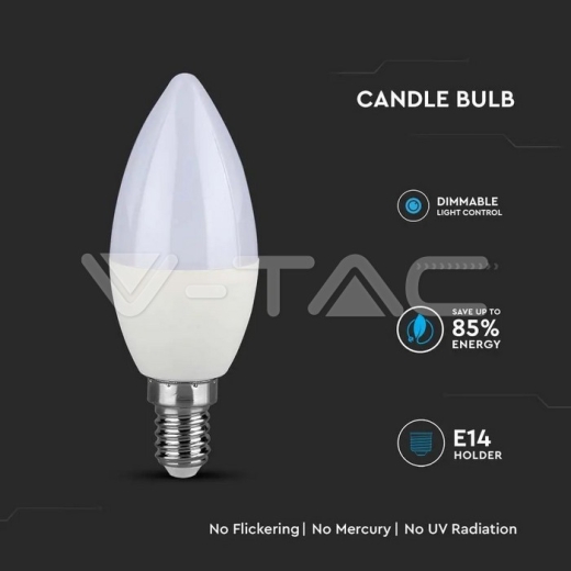 LED Bulb SAMSUNG Chip 5.5W E14 Plastic Dimmable Candle 4000K - 4