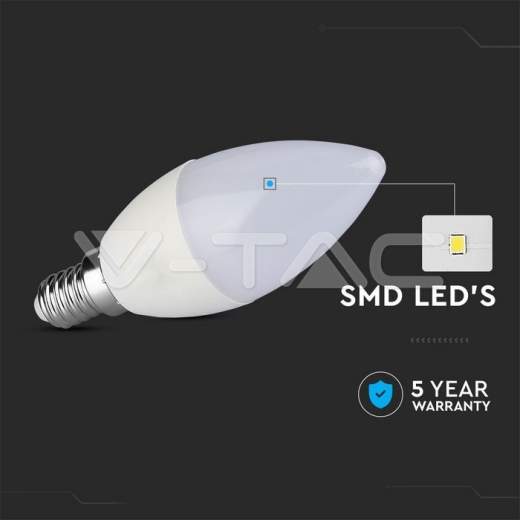 LED Bulb SAMSUNG Chip 5.5W E14 Plastic Dimmable Candle 6400K - 3