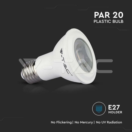 LED Bulb SAMSUNG Chip 5.8W E27 PAR20 Plastic 4000K - 5