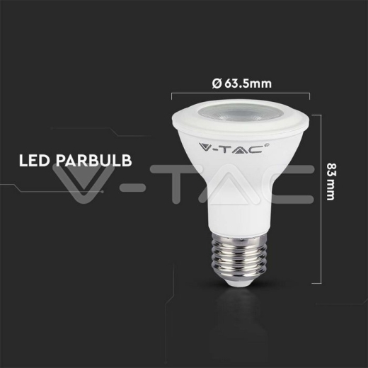 LED Bulb SAMSUNG Chip 5.8W E27 PAR20 Plastic 4000K - 7