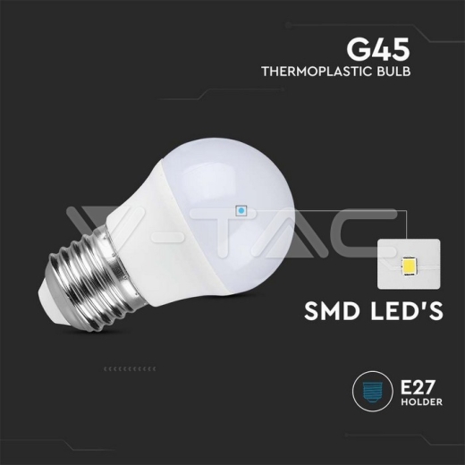 Bombilla LED SAMSUNG Chip 6.5W E27 G45 Plástico 3000K - 2