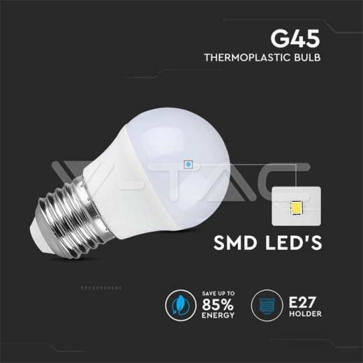 Bombilla LED SAMSUNG Chip 6.5W E27 G45 Plástico 6500K - 2