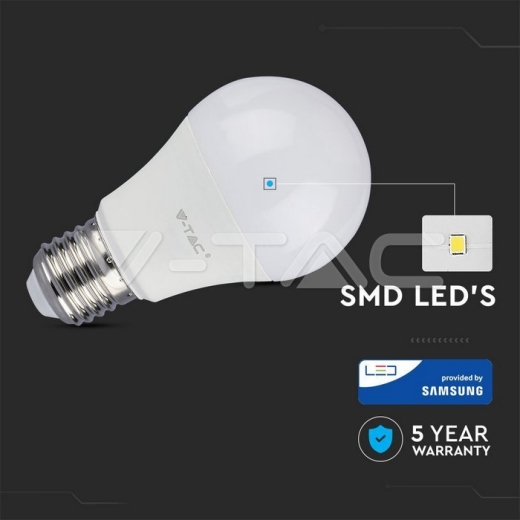 LED Bulb SAMSUNG Chip 8.5W E27 A++ A60 Plastic 3000K - 2