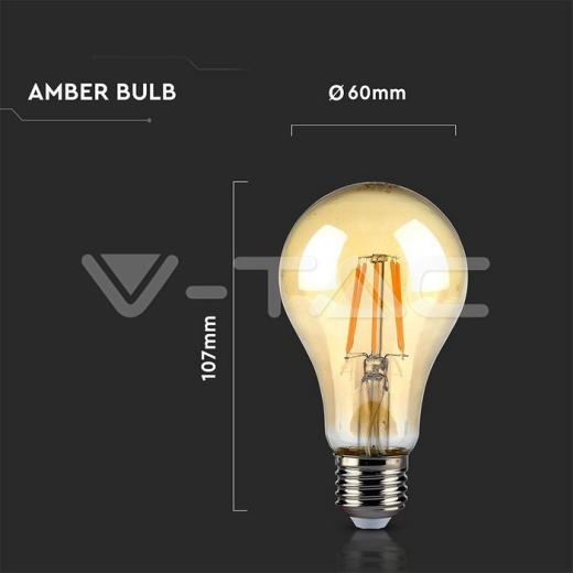 LED Bulb SAMSUNG Chip Filament 4W E27 A60 Amber Cover 2200K - 4
