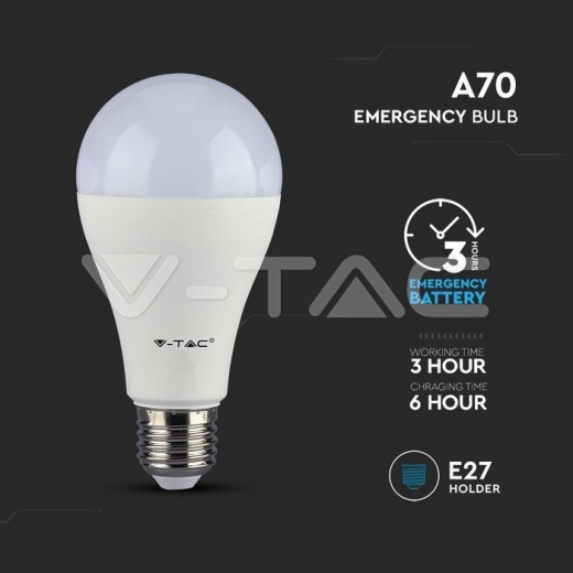 LED Bulb SAMSUNG Chip 9W E27 Emergency 4000K 3 hrs Battery - 3