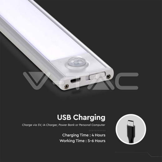 1.5W LED Cabinet Light Silver Body 4000K IP20 - 5