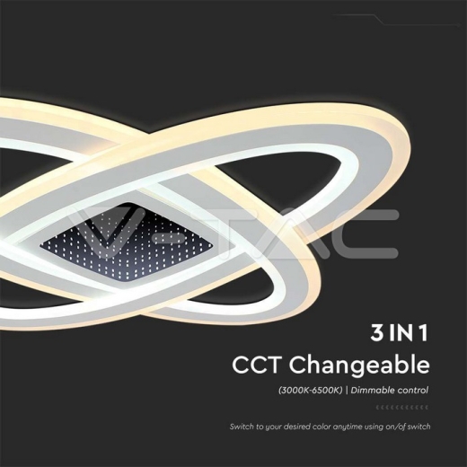 130W Designer Smart Ceiling Light 3000K+6000K Dimmable, Remote Control - 4