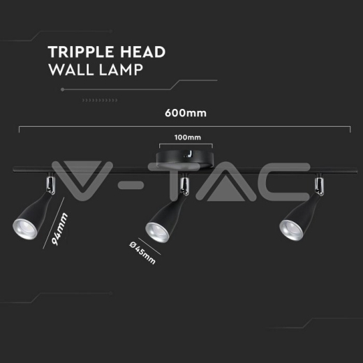 13.5W LED Wall Lamp 4000K Black - 5