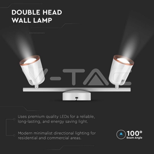 Lámpara de pared LED 2x6W 3000K Cuerpo Blanco - 2