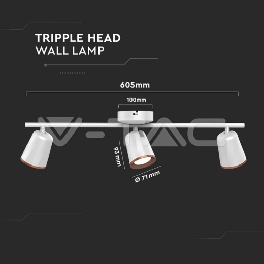 Lámpara de pared LED 3x6W 4000K Cuerpo Blanco - 4
