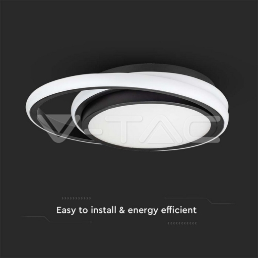 24W LED Designer Ceiling Light Black Double Round 4000K - 3