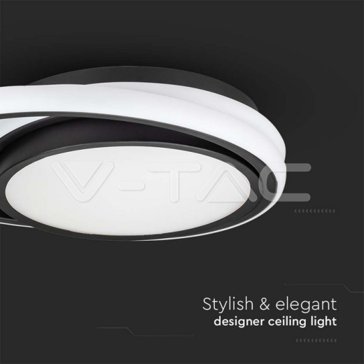 24W LED Designer Ceiling Light Black Double Round 4000K - 4
