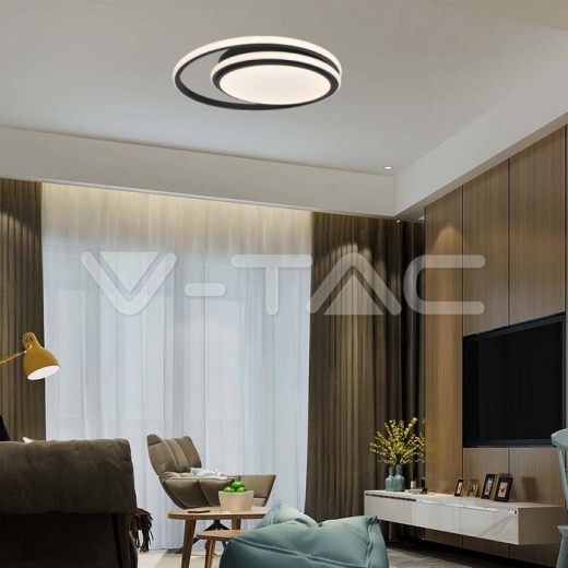 24W LED Designer Ceiling Light Black Double Round 4000K - 6