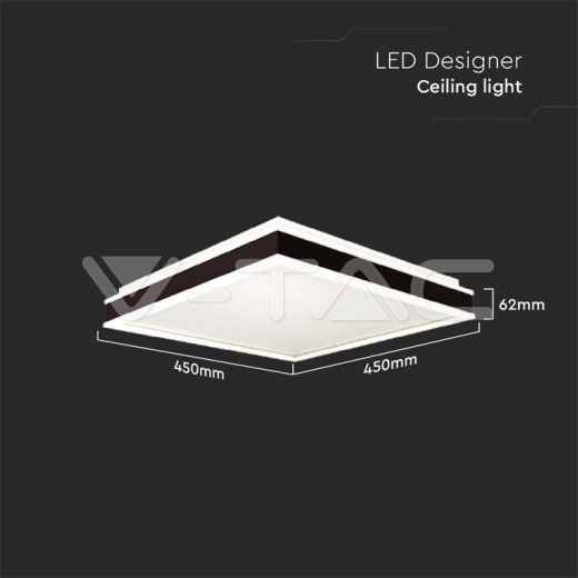 24W LED Designer Ceiling Light Square Black 4000K - 4