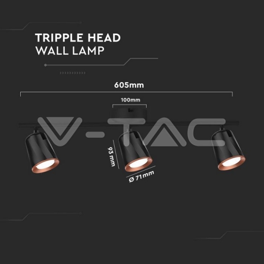 Lámpara de pared LED 3x6W 4000K Cuerpo Negro - 4